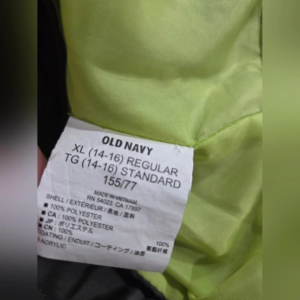 Old Navy Gray/Lime Green Quilted  Boys Jacket Sz.XL(14-16)